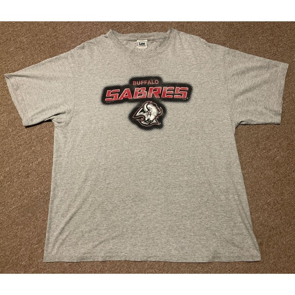 Vintage 90s 2XL XXL Buffalo Sabres NHL Hockey GOAT Head Graphic Print T-Shirt